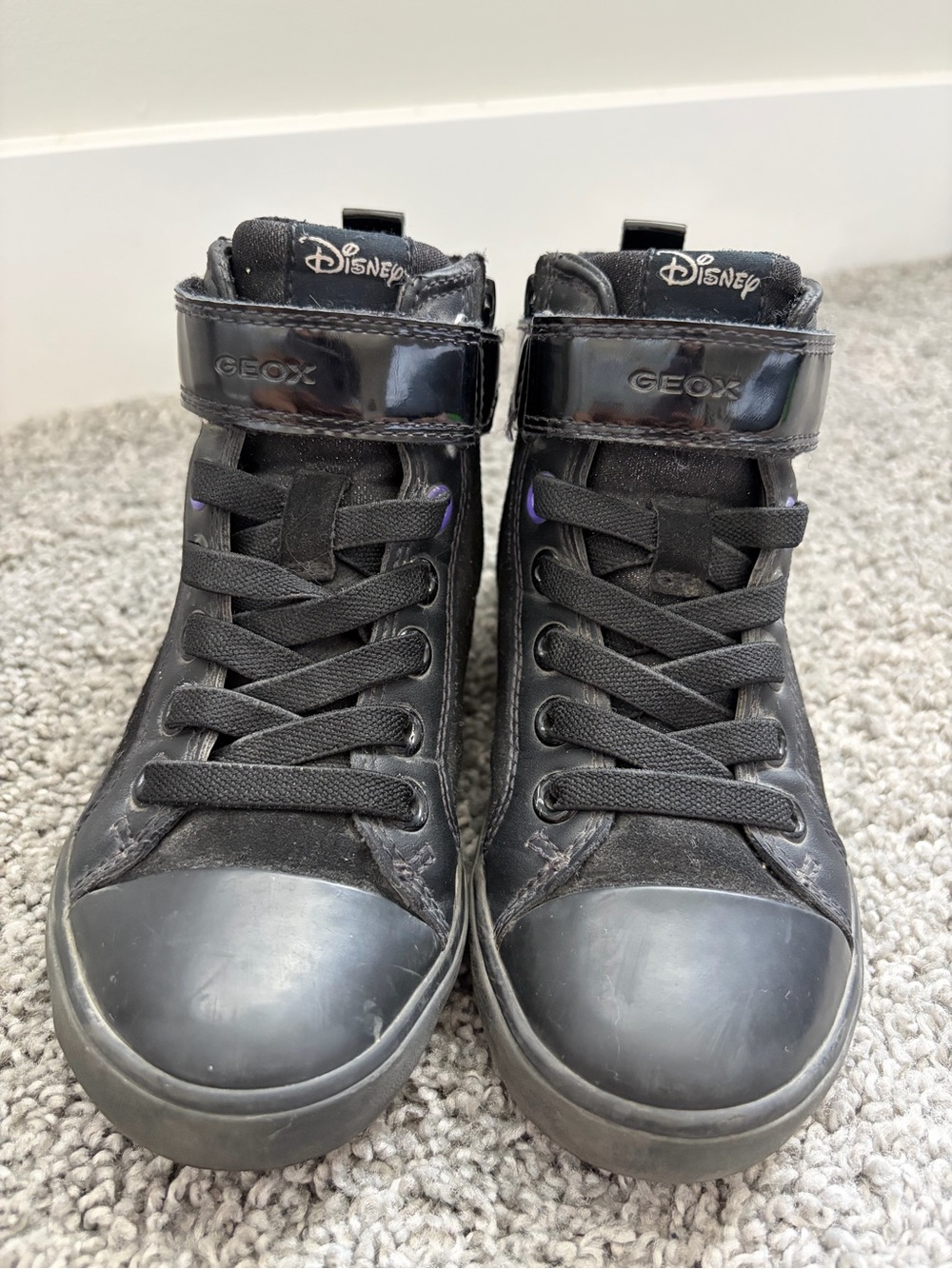 Geox Kids Black High-Top Sneakers with Disney Accent